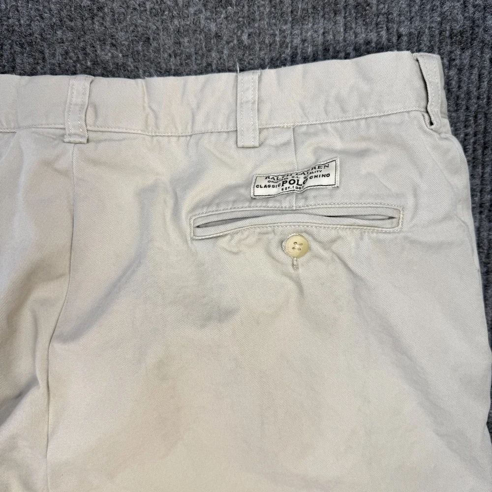 VTG Polo Ralph Lauren Pants Men 38x30 (35x28) Light Beige Prospect Chino Trouser